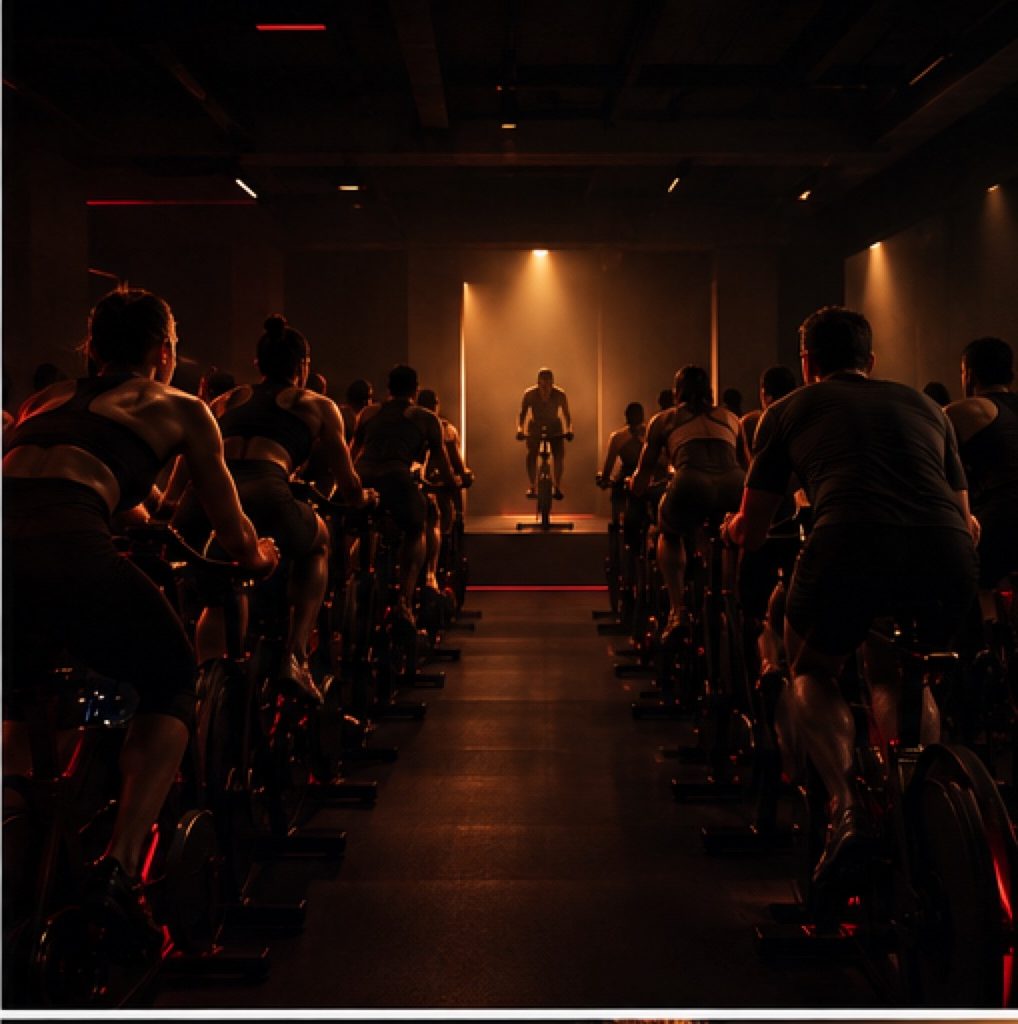 Clase grupal en MRIDE Cycling Studio